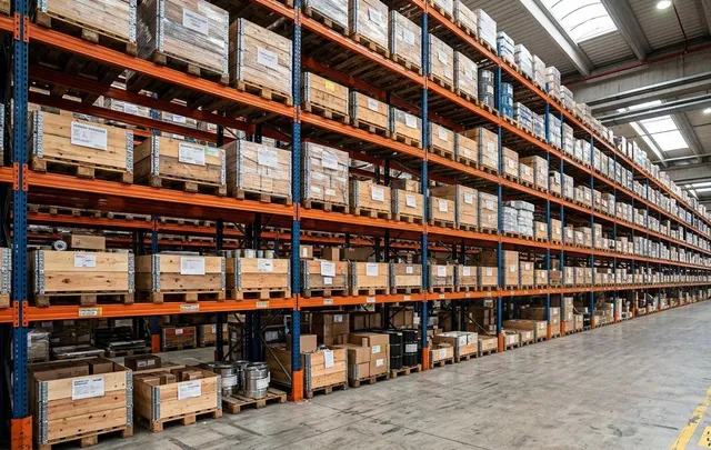 Corsia di un magazzino con scaffalature porta-pallet